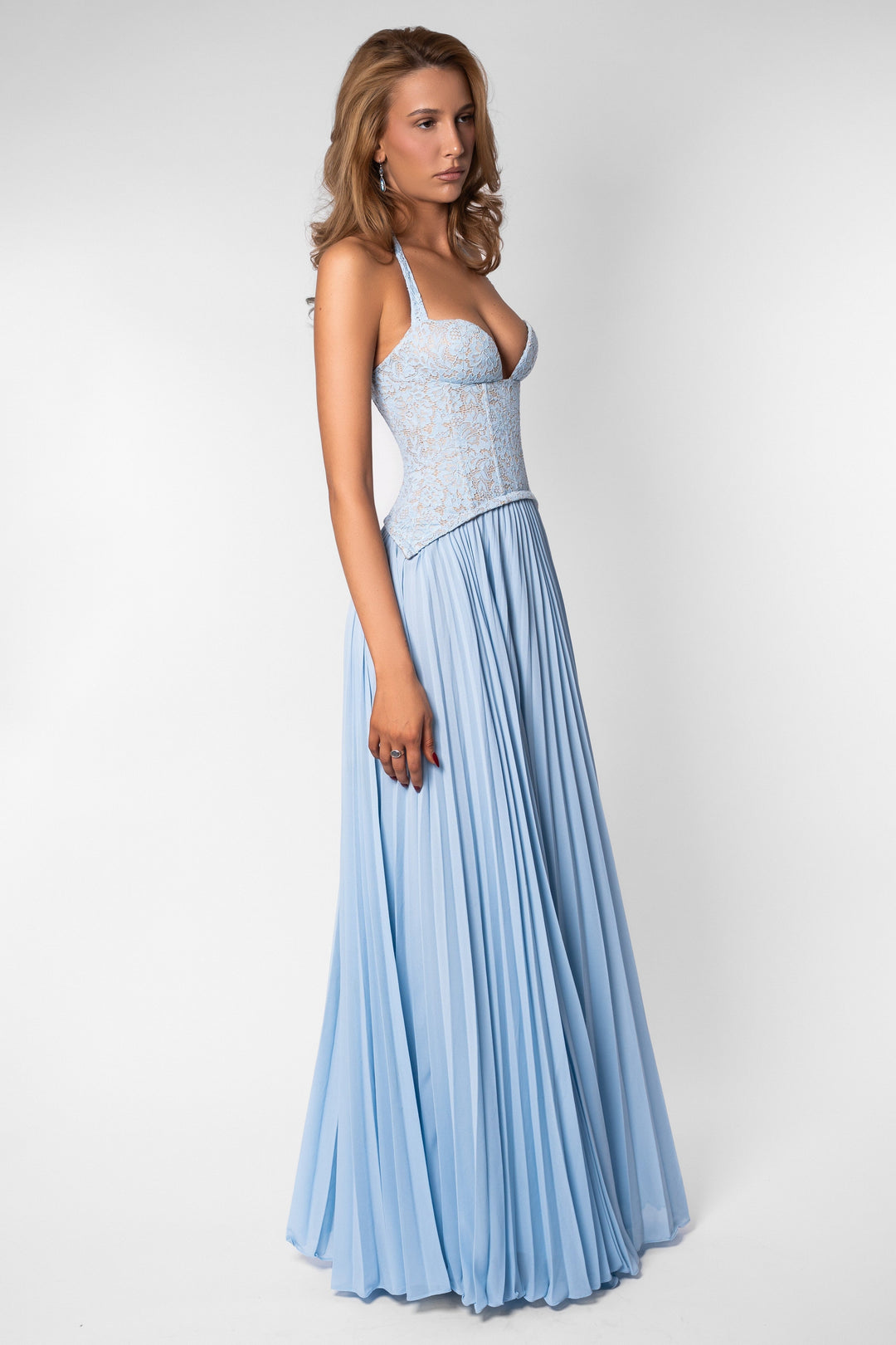 Seraphina | Sweetheart Lace Splicing Pleated Maxi Dress