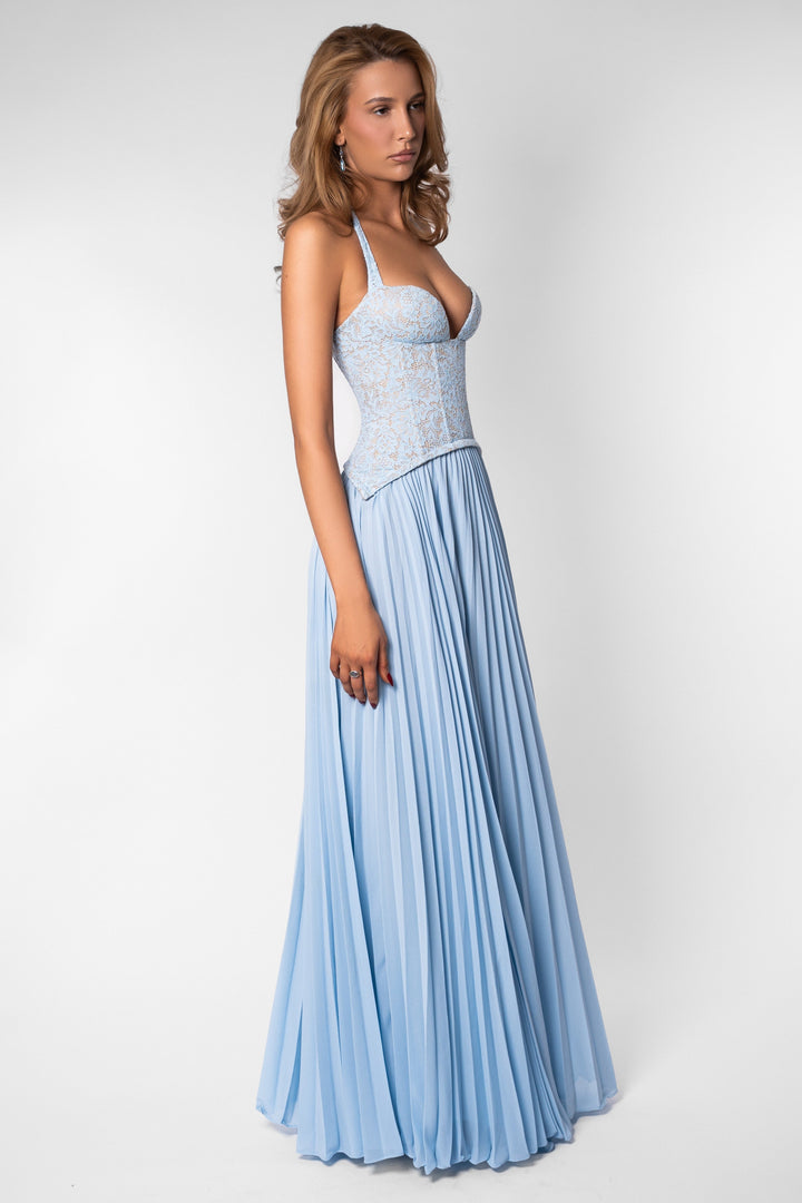 Seraphina | Sweetheart Lace Splicing Pleated Maxi Dress