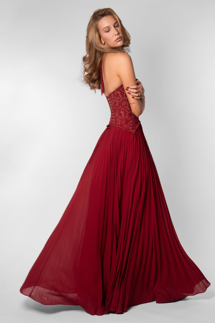 Seraphina | Sweetheart Lace Splicing Pleated Maxi Dress