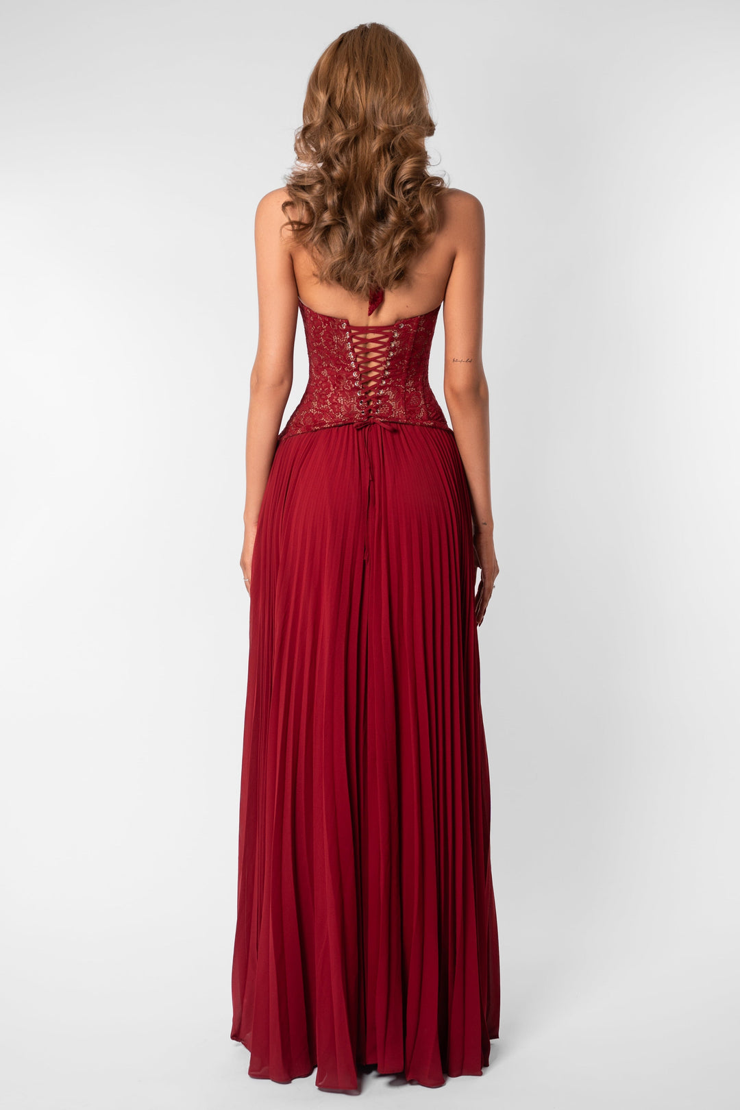 Seraphina | Sweetheart Lace Splicing Pleated Maxi Dress