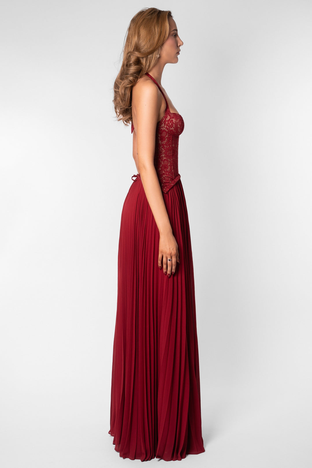 Seraphina | Sweetheart Lace Splicing Pleated Maxi Dress
