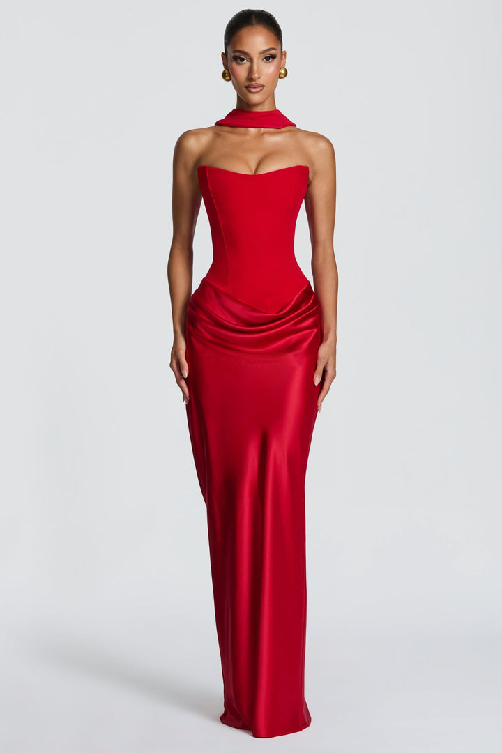 Selene | Satin-Look Tie-Up Maxi Dress