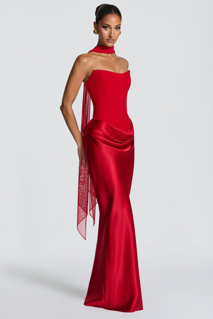 Seraphina | Satin Tie-Up Maxi Dress
