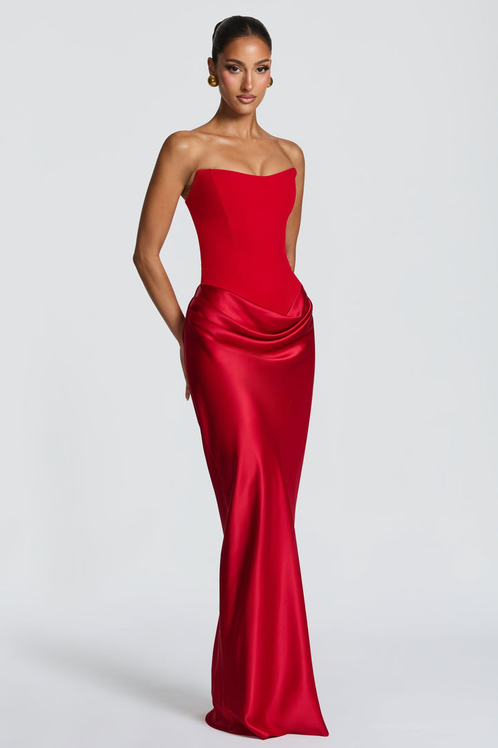 Selene | Satin-Look Tie-Up Maxi Dress