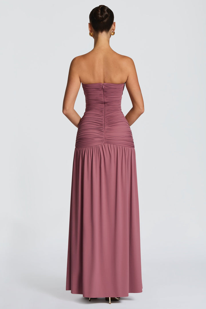 Maeve | Gathered Side Slit Maxi Dress