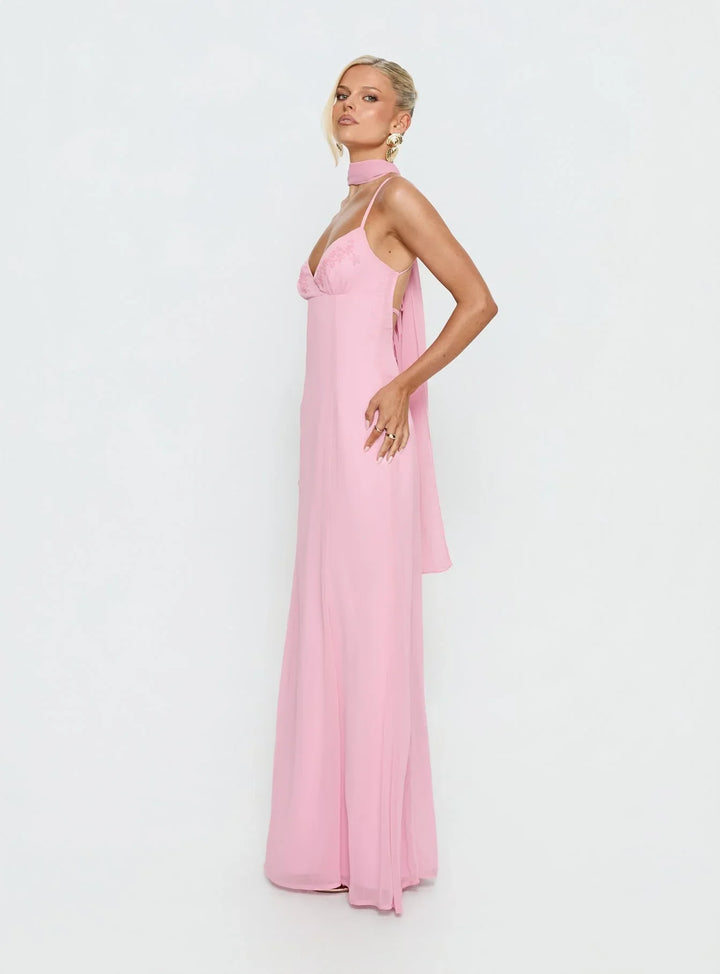 Jadira | Scarf Detail Wedding Guest Maxi Dress