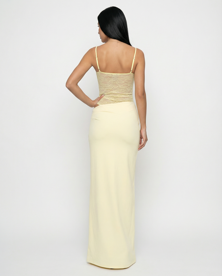 Leah | Lace Panel Tie-Shoulder Maxi Dress