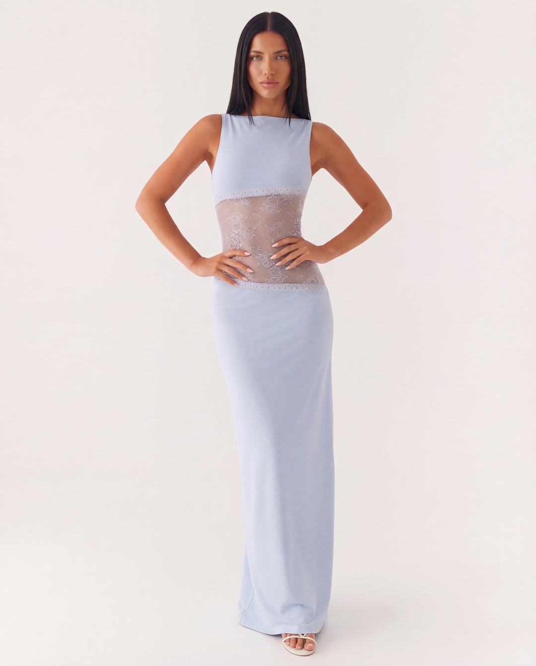 Marta | Lace Waist Open Back Maxi Dress