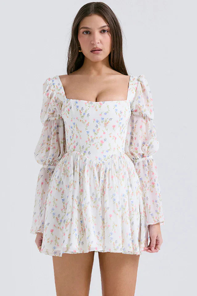 Kerry | Printed Puff Sleeve Mini Dress