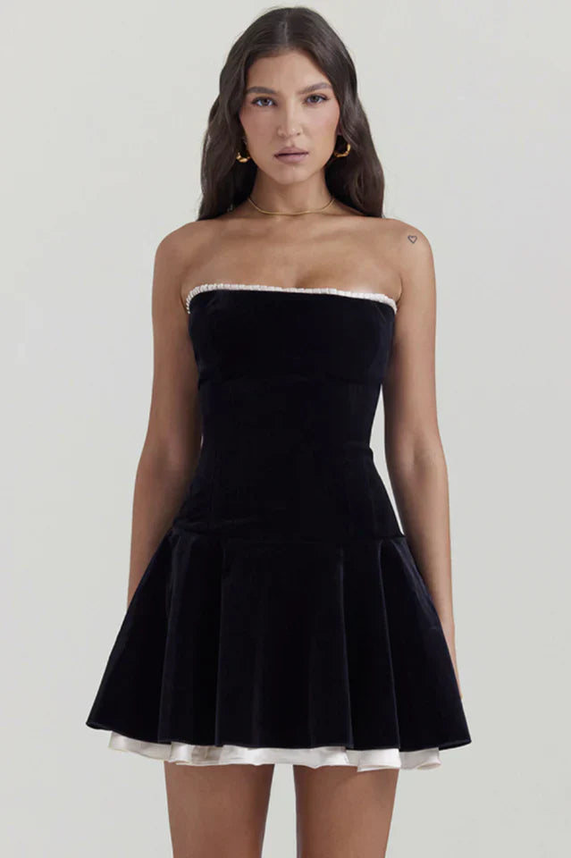 Althea | Mini Dress with Strapless Neckline and Flared Skirt
