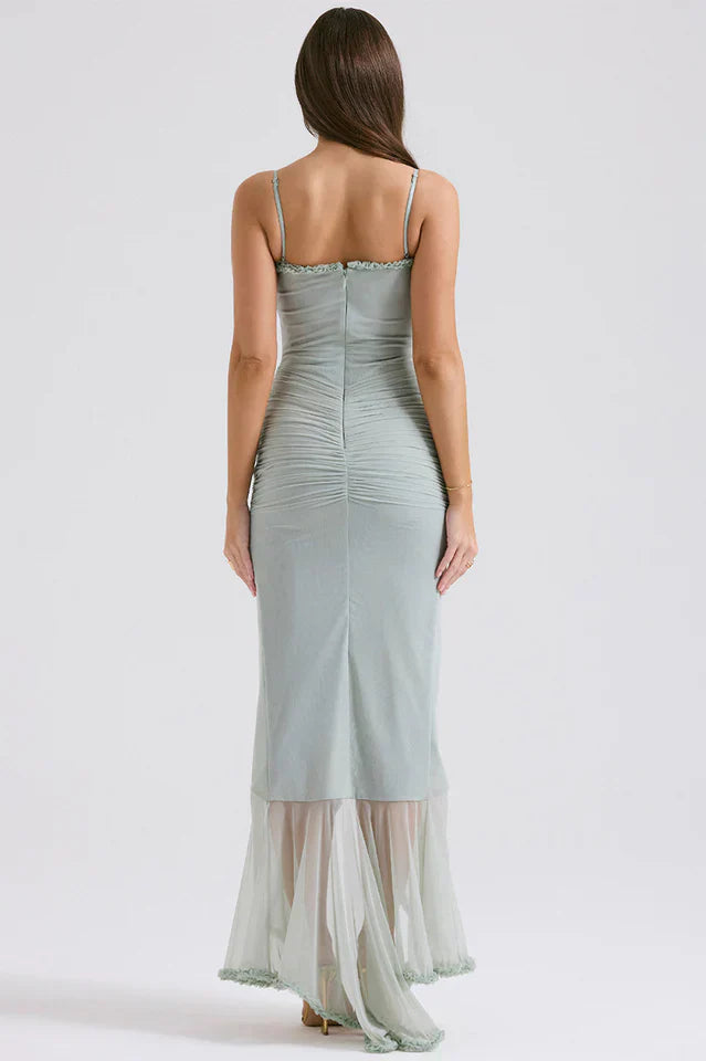 Ellen | Maxi Dress with Ruffle Detail and Front Cut-Out