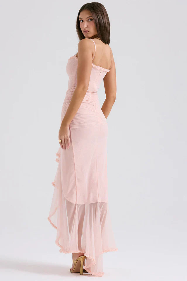 Ellen | Maxi Dress with Ruffle Detail and Front Cut-Out