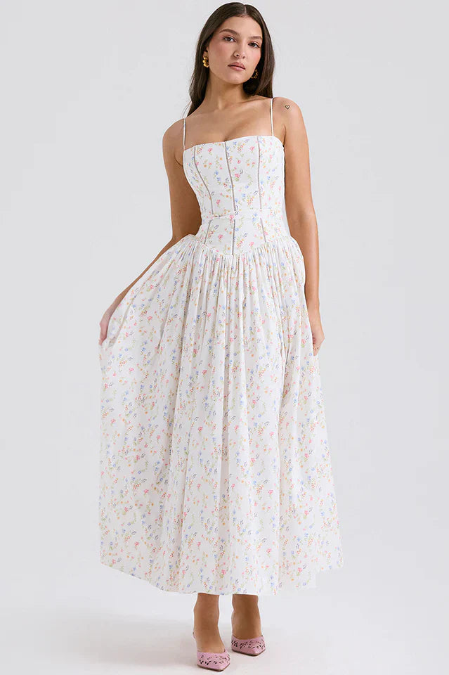 Ursula | Midi Dress with Corset Bodice