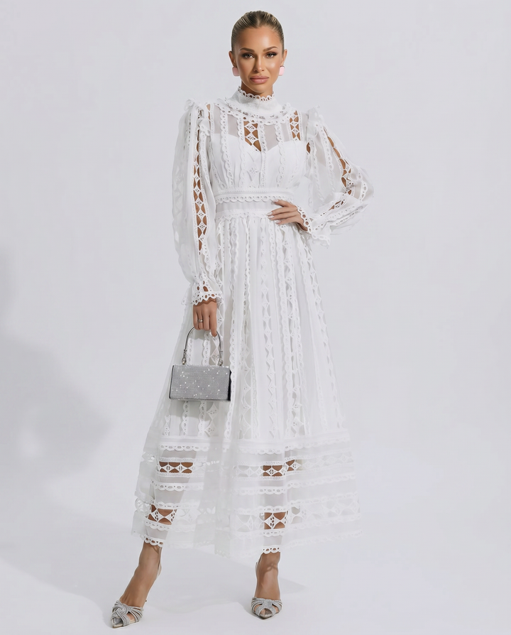 Juliet | Midi Lace Dress with Long Sleeves