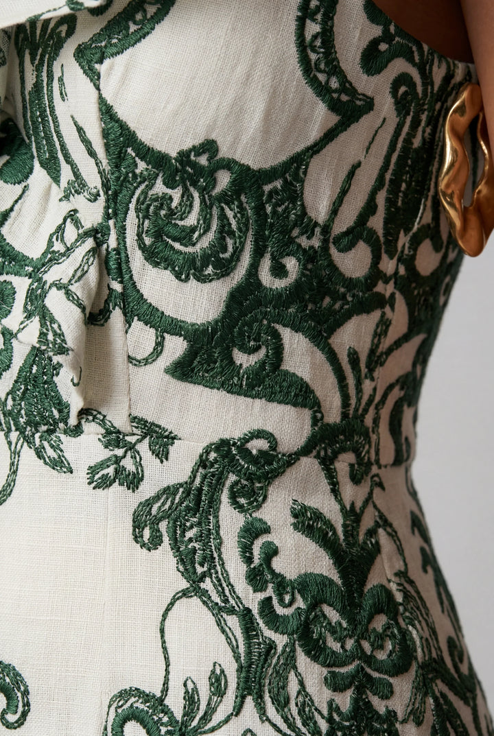 Jim | Maxi Dress with Ruffle Trim and Embroidered Detail