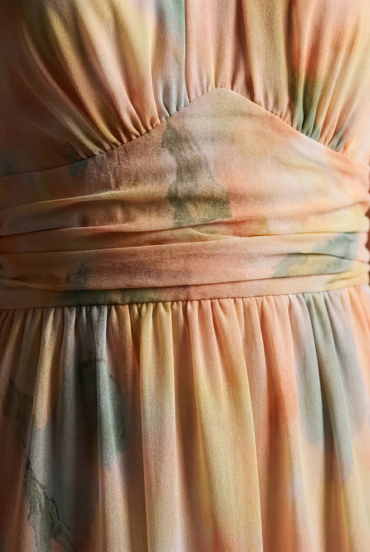 Felecia | Maxi Dress with Watercolor Print and Halter Neck