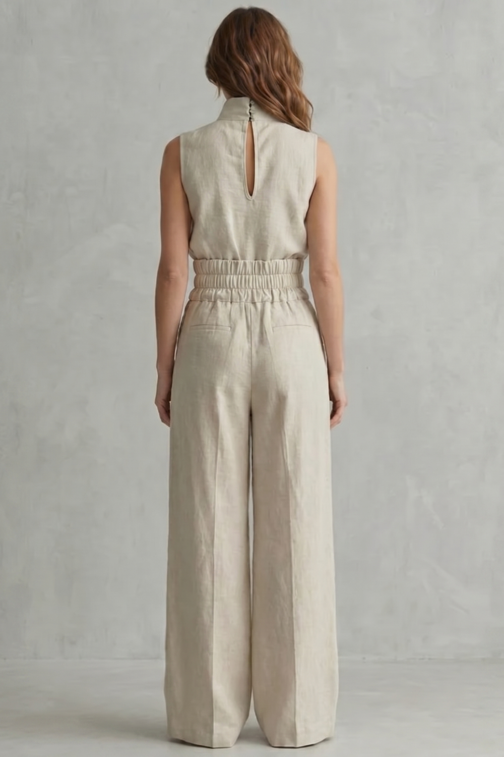 Serelisse | Sleeveless High-Neck Wide-Leg Pant Set
