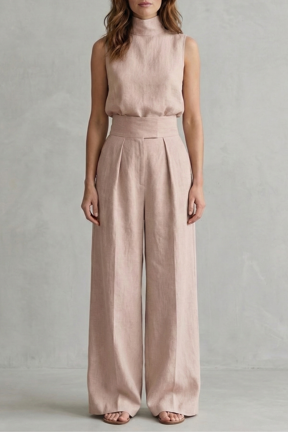 Serelisse | Sleeveless High-Neck Wide-Leg Pant Set