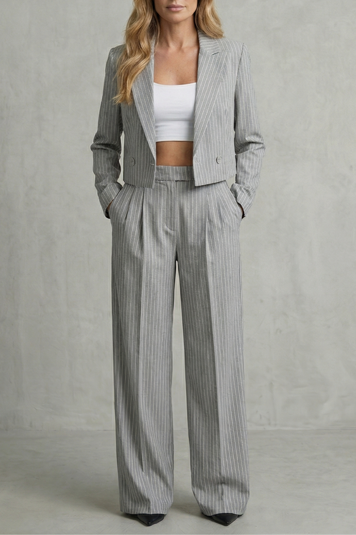 Stravelle | Striped Tailored Blazer &amp; Pant Two-Piece Set