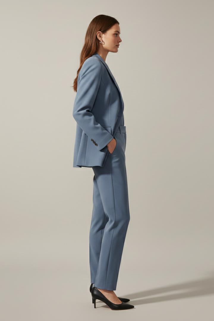Isolde | Notched Lapel Blazer &amp; Straight-Leg Pants Set