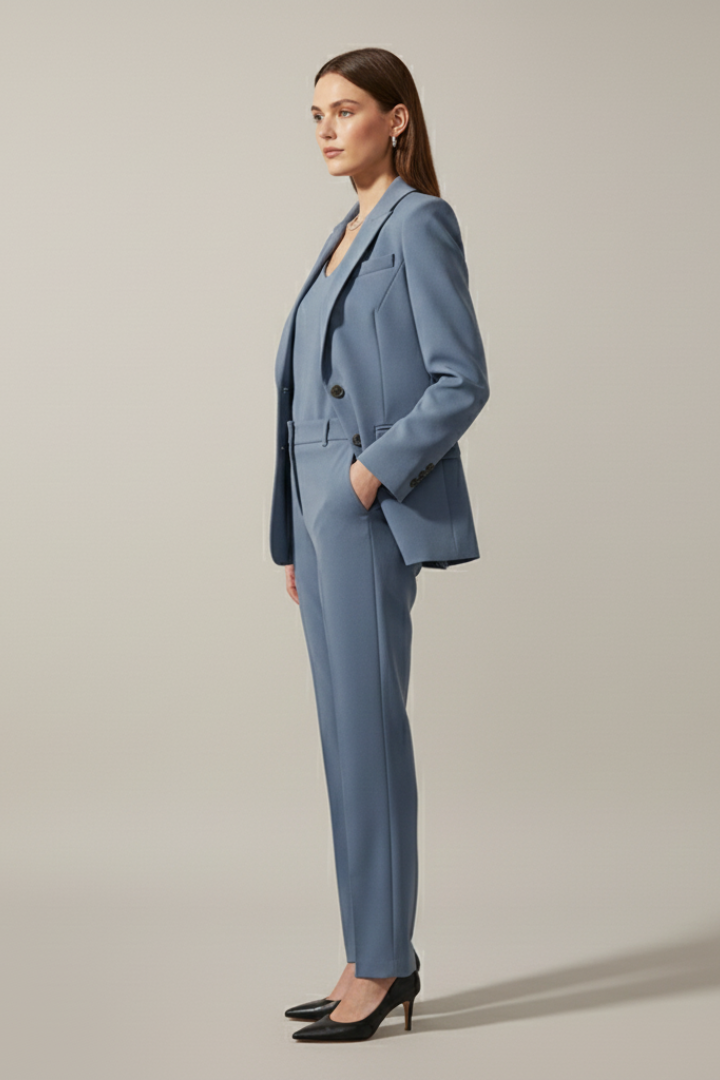 Isolde | Notched Lapel Blazer &amp; Straight-Leg Pants Set