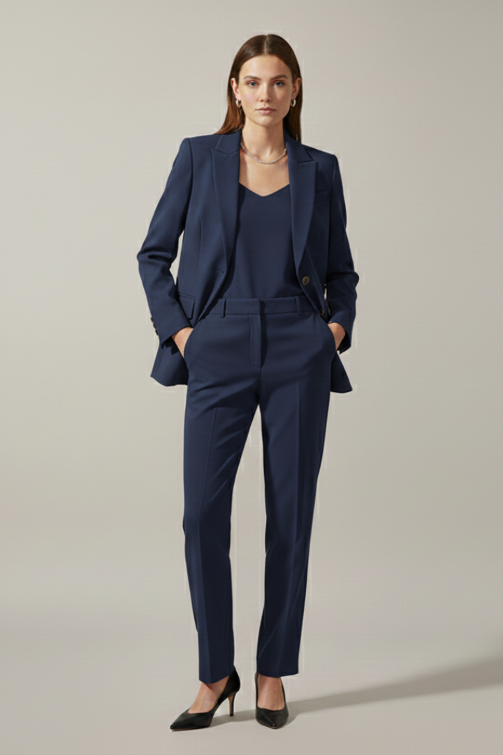 Isolde | Notched Lapel Blazer &amp; Straight-Leg Pants Set