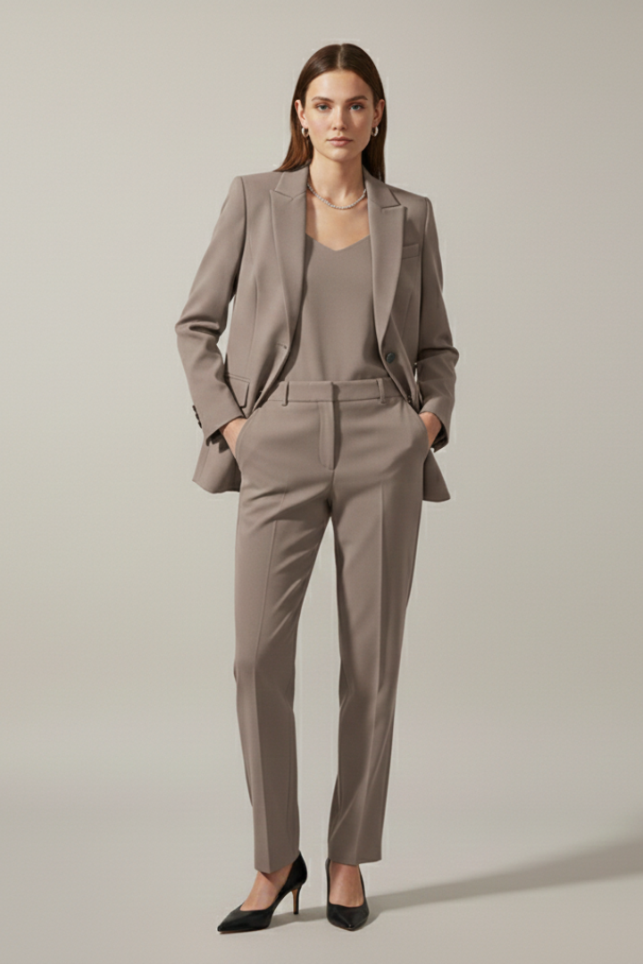Isolde | Notched Lapel Blazer &amp; Straight-Leg Pants Set