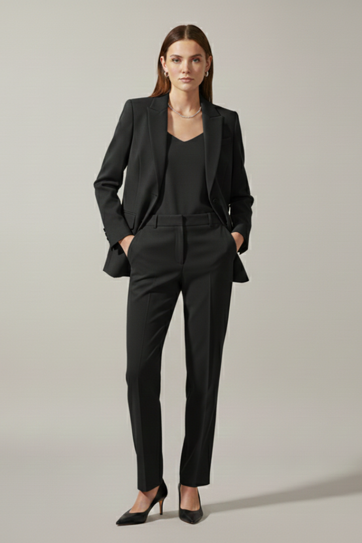 Isolde | Notched Lapel Blazer &amp; Straight-Leg Pants Set