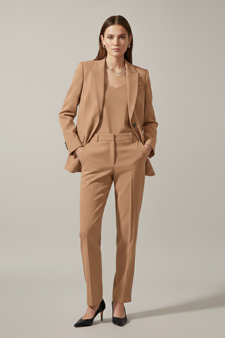 Isolde | Notched Lapel Blazer &amp; Straight-Leg Pants Set