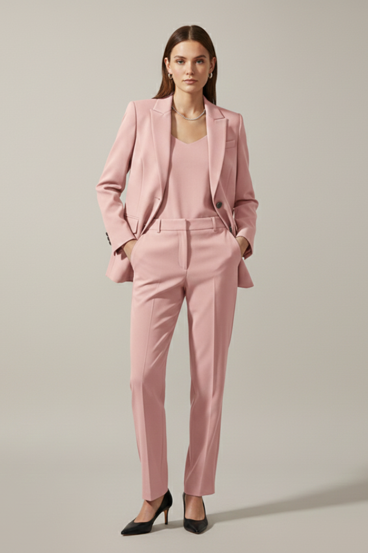 Isolde | Notched Lapel Blazer &amp; Straight-Leg Pants Set