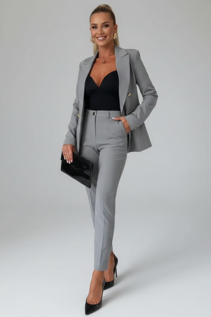 Greta | Buttoned Jacket &amp; Straight-Leg Pant Co-ord Set