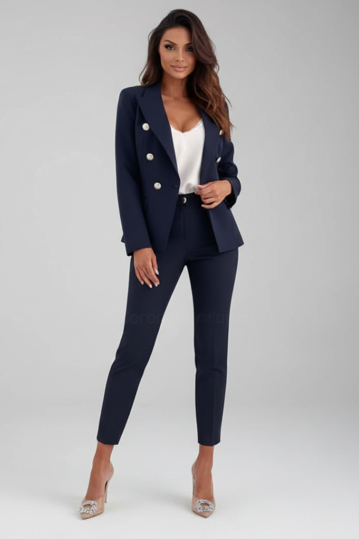 Greta | Buttoned Jacket &amp; Straight-Leg Pant Co-ord Set