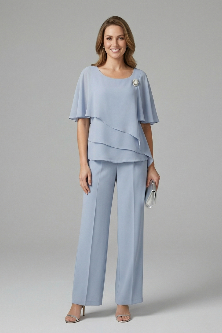 Ottilie | Layered Top &amp; Straight-Leg Pants Set