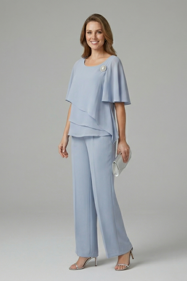 Ottilie | Layered Top &amp; Straight-Leg Pants Set