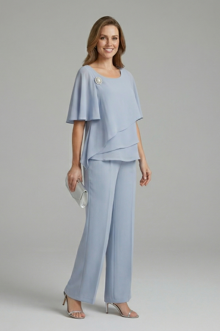 Ottilie | Layered Top &amp; Straight-Leg Pants Set