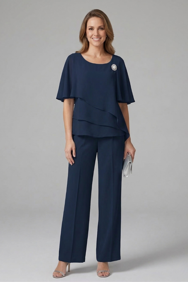 Ottilie | Layered Top &amp; Straight-Leg Pants Set