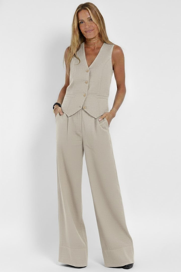 Edda | V-Neck Waistcoat &amp; Wide-Leg Pant Co-ord Set