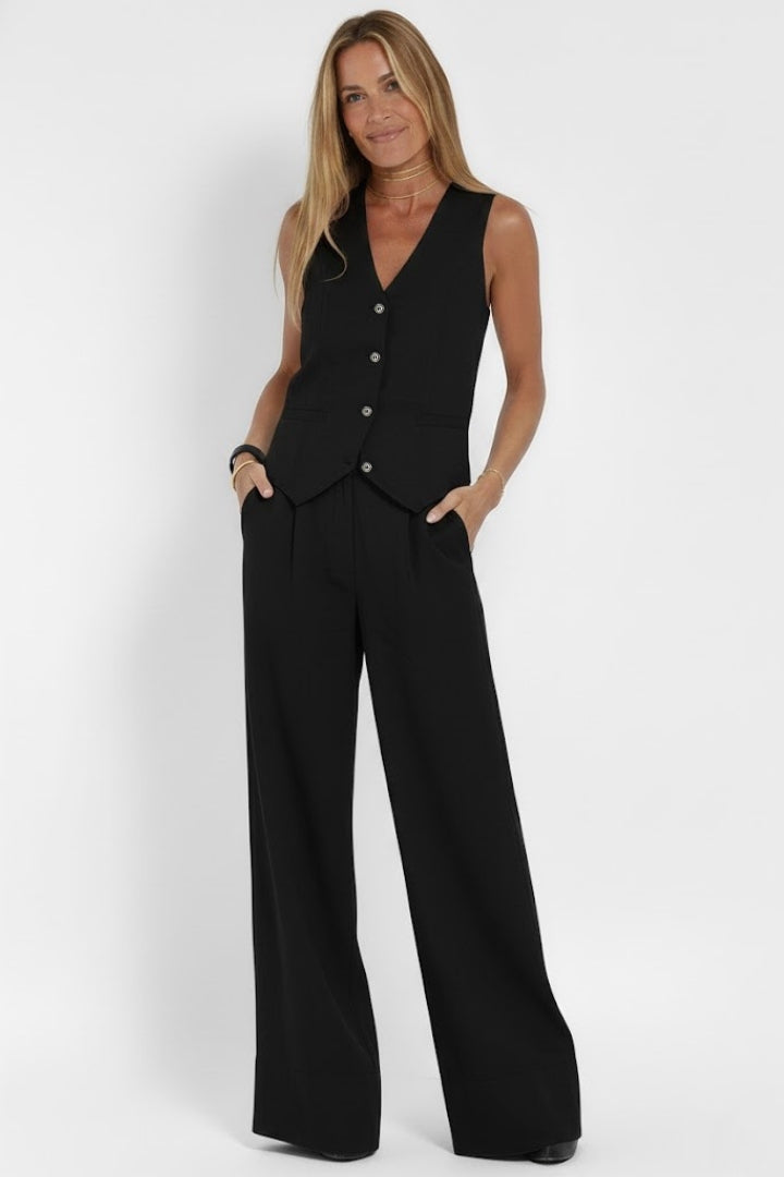 Edda | V-Neck Waistcoat &amp; Wide-Leg Pant Co-ord Set