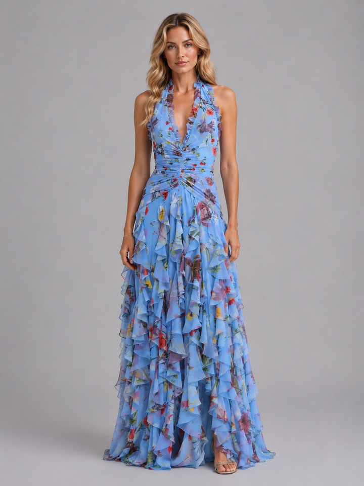 Elodie | Floral Halter Maxi Dress