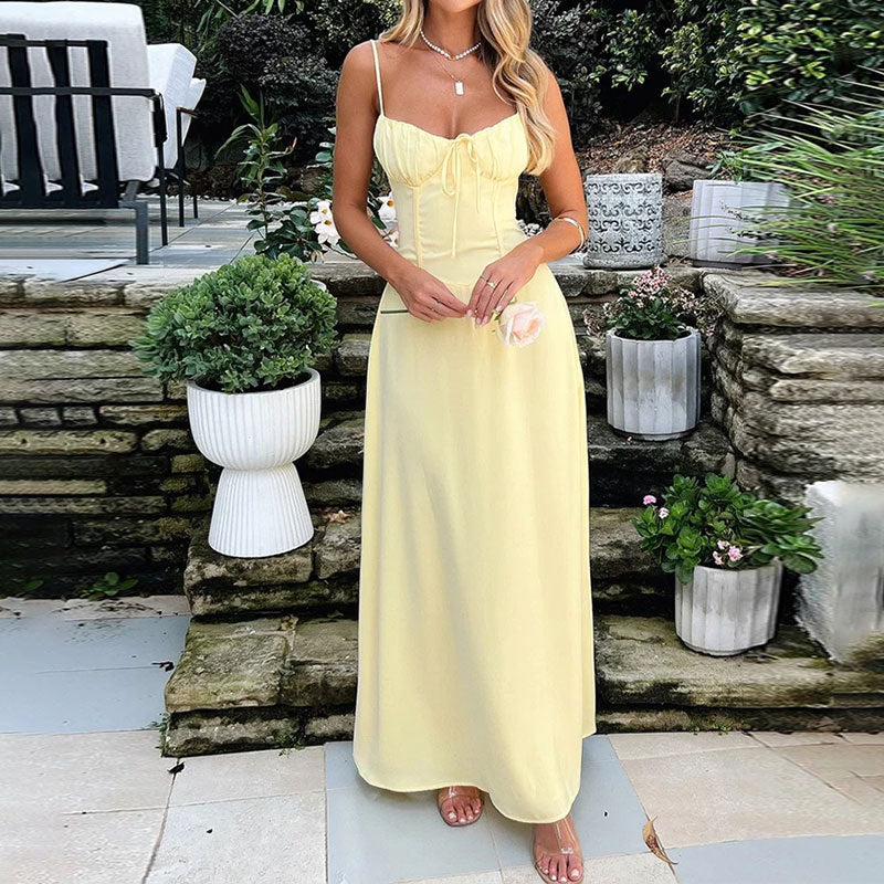 Giselle | Sleeveless Ruched Bodice Wedding Guest Maxi Dress