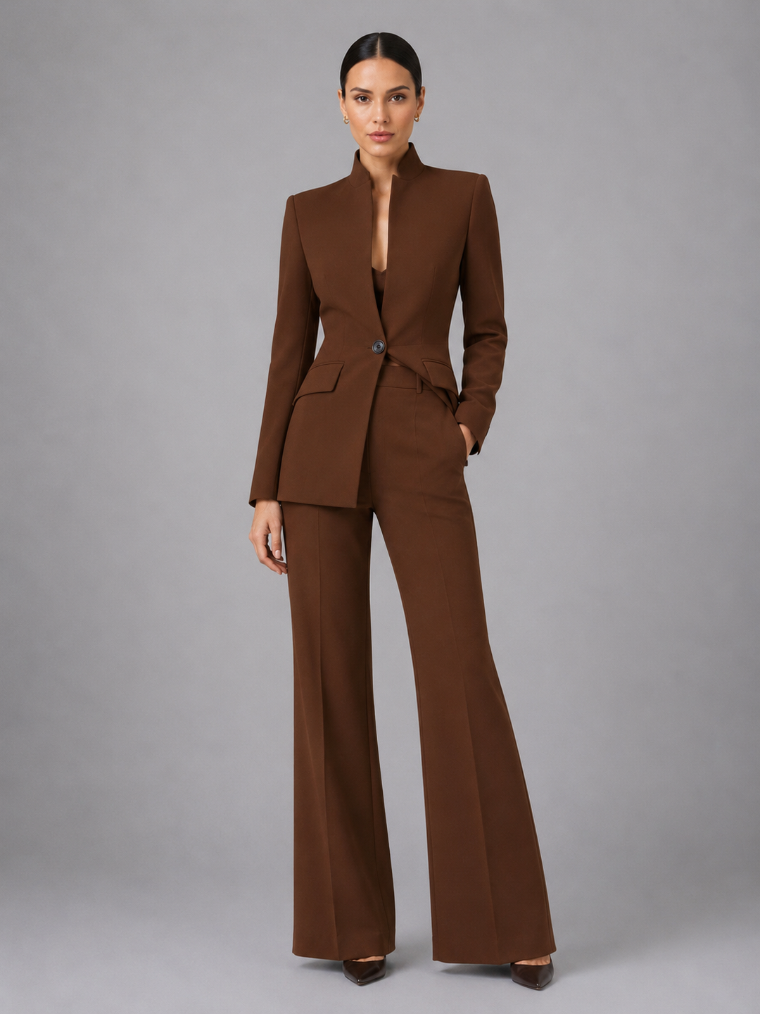 Anouk | Collarless Tailored Blazer &amp; Wide-Leg Pant Set