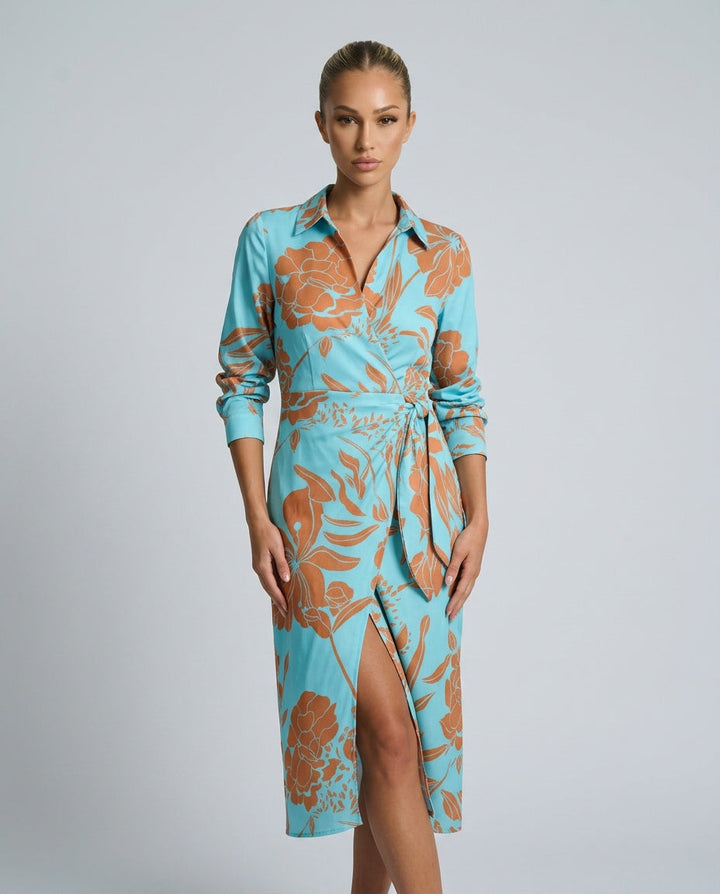 Esmee | Wrap Midi Dress in Print &amp; Solid colors
