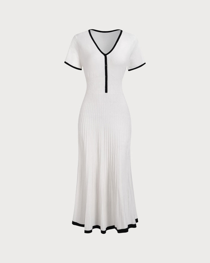 Mabel | Contrast Knit Sweater Midi Dress
