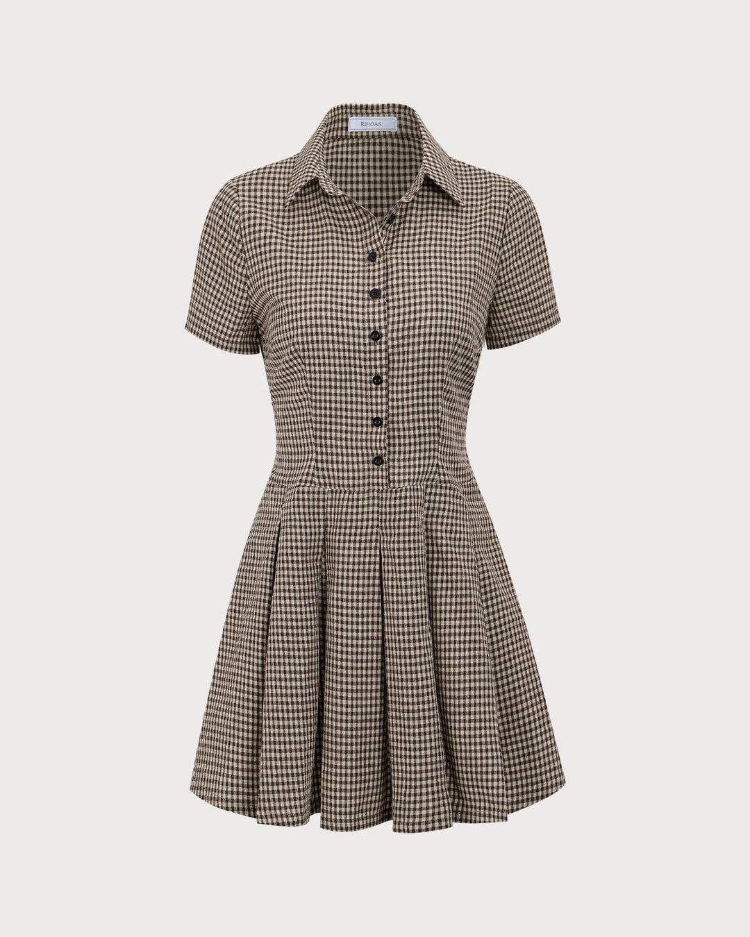 Phoebe | Brown Plaid Lapel Pleated Mini Dress
