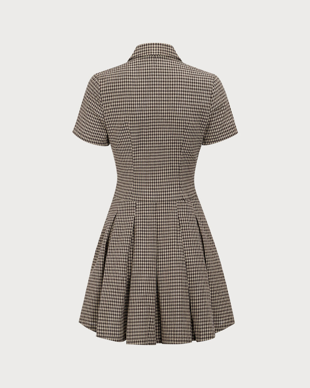 Phoebe | Brown Plaid Lapel Pleated Mini Dress