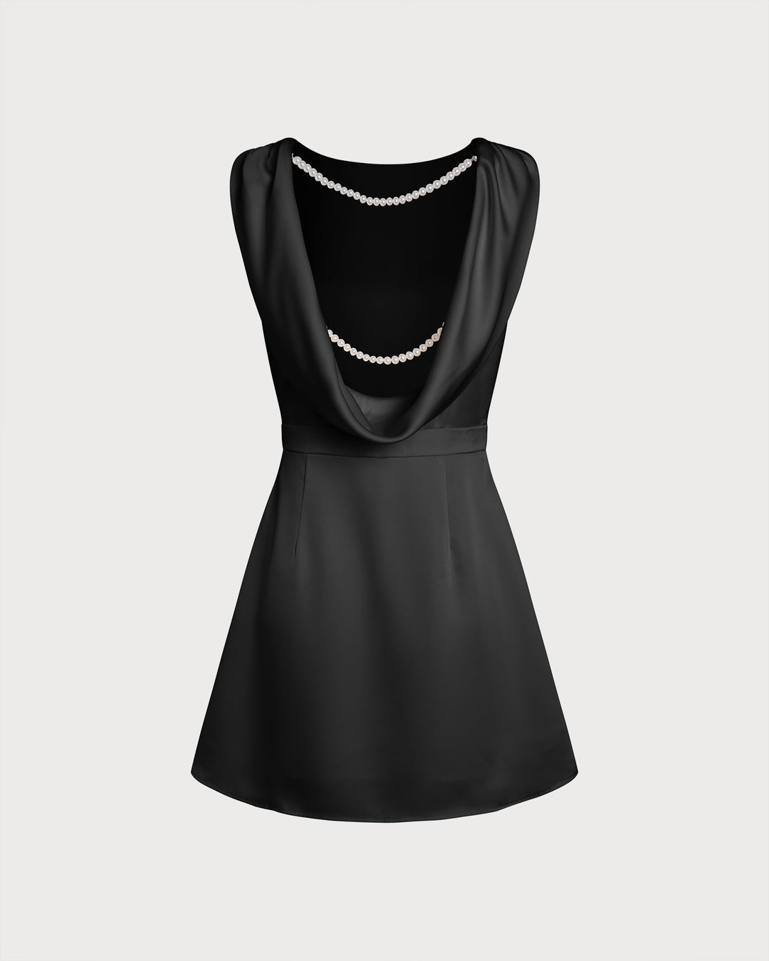 Cleona | Boat Neck Pearl A-Line Mini Dress
